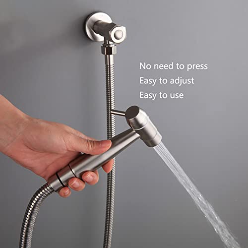 MINJING Handheld Bidet Sprayer for Toilet Brass Brushed Bathroom Cloth Diaper Sprayer Set with Single Cold Water, Wall Mounted Toilet Bidet Sprayer Kit for Feminine Hygiene