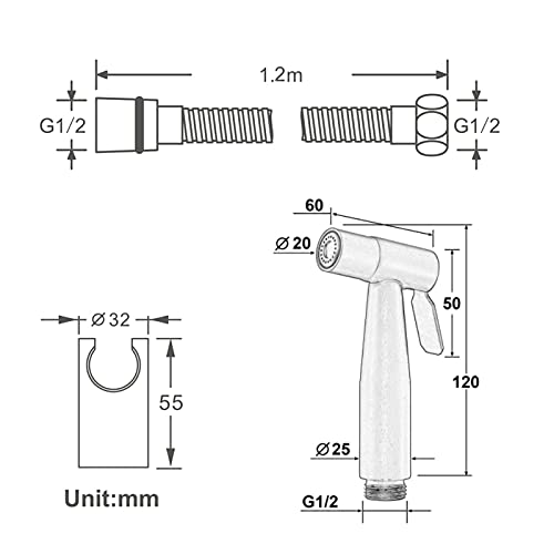 MINJING Handheld Toilet Bidet Sprayer, Stainless Steel Bidet Faucet, Bathroom Wall Mount Sprayer, Self Cleaning Bidet Hygienic Shower,Gun Metal Gray