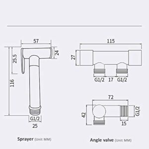 MINJING Shower Copper Toilet Hand Held Bidet Faucet Sprayer Bidet Set Sprayer Gun Toilet Spray for Bathroom Self Cleaning Shower Head-Single