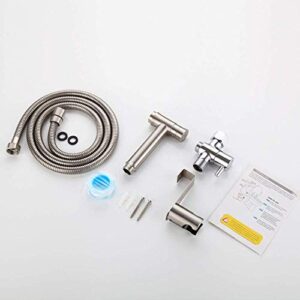 MINJING Portable Travel Bidet Sprayer Connects to Mixer Tap Handheld - 304 Stainless Steel Toilet Spray Gun Set Small Shower-Free Dual-Mode Toilet