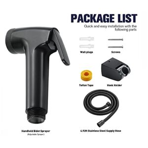 MINJING Handheld Bidet Sprayer Head, Adjustable Water Pressure Cloth Diaper Sprayer - Bathroom Jet Spray Kit for Toilet - Bathroom Sprayer,Black