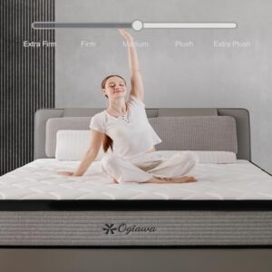 OGlAWA Twin Mattress in a Box,10 Inch Twin Mattresses,Gel Memory Foam Medium Firm Grey Hyrid Mattress,Quality Comfort and Adaptive Support Breathable Cooling Twin Mattress,CertiPUR-US.