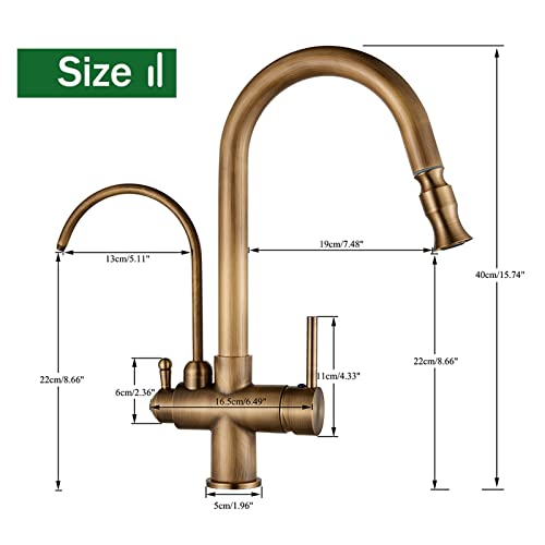 Touch Sensor Filtered Water Kitchen Faucet Antique Brass Spout Mixer Faucet with Swivel Pure Water Crane for Kitchen(Black Gold)