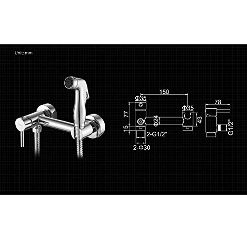 MINJING Bidet Faucet Brass, Two Function Bathroom Bidet Shower Sprayer, Cold and Hot Water Bidet Sprayer for Toilet, Baby Cloth Diaper Sprayers, Chrome