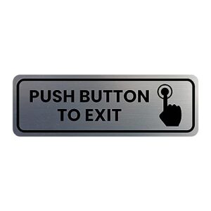 fengbd standard push button to exit door or wall sign (brushed silver) - 3" x 8"