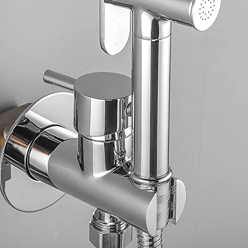 MINJING Handheld Bidet Sprayer for Toilet Wall Mounted Baby Cloth Diaper Sprayer Brass Toilet Sprayer Hot and Cold Water Handheld Sprayer Kit for Personal Hygiene Cleaning, Chrome