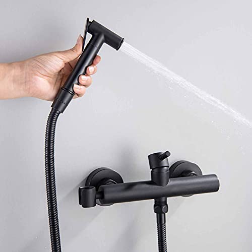 MINJING Hands Free Bidet Sprayer Kit - Includes Head, 1.5m Anti Kink Hose, & Wall Mount | Stainless steelShower Head | for Easy Feminine Washing, Pets, Baby Diapers, Bathroom or Toilet Cleaning