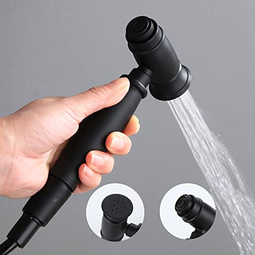 MINJING Handheld Bidet Sprayer for Toilet Black Baby Cloth Diaper Sprayer Hot and Cold Water Toilet Sprayer High Pressure Handheld Sprayer Kit, Brass, Wall Mounted