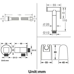 MINJING Bidet Sprayer for Toilet, Handheld Cloth Diaper Sprayer, Bathroom Jet Sprayer Kit Spray Attachment with Hose and Shower Angle Valve,Titanium Gold