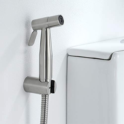 MINJING Toilet Bidet Faucet Set 304 Stainless Steel Brushed Bidet Sprayer with 1.5m Shower Hose