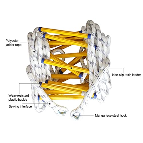 FGQCBBYC Rope Ladder Emergency Fire Escape Ladder, Outdoor Soft Safety Ladder Home The Climb Escape Ladders Fast to Deploy with Hooks for Window Balcony, Weight Capacity 420Kg/12M (3m 9.8ft)