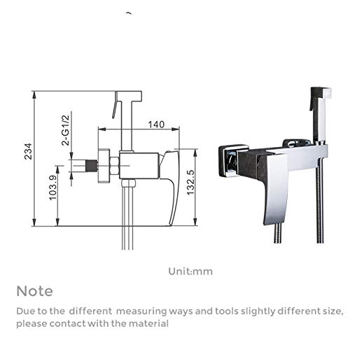 MINJING Chrome Bidet Faucet for Toilet, Solid Brass Handheld Bidet Toilet Sprayer, Hot Cold Water Mixer Tap, Toilet Faucet for Cloth Diaper, Pet Wash, Personal Hygiene