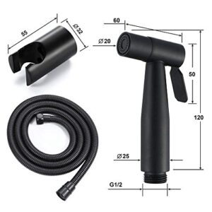 MINJING Bidet Toilet Spray Kit - Black Toilet Spray Gun Bidet Sprayer Set Stainless Steel Women's Wash Set