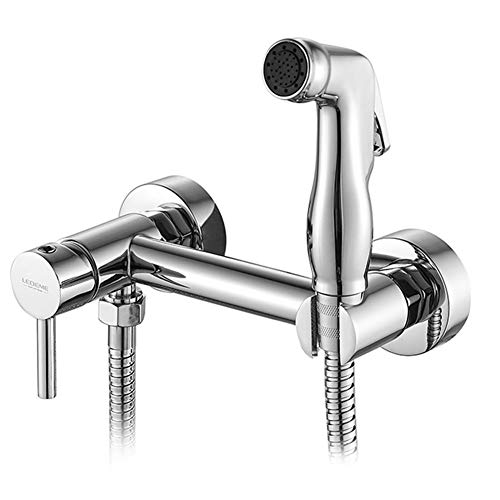 MINJING Bidet Faucet Brass, Two Function Bathroom Bidet Shower Sprayer, Cold and Hot Water Bidet Sprayer for Toilet, Baby Cloth Diaper Sprayers, Chrome