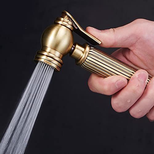 MINJING Handheld Bidet Sprayer for Toilet, Brass Cloth Diaper Sprayer Kit Wall Mounted Green Bronze Bidet Sprayer Set Single Handle Toilet Bidet Sprayer Kit with 150cm Shower Hose