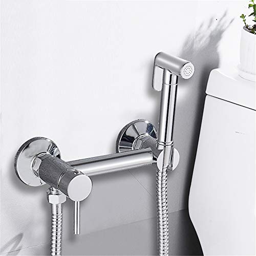 MINJING Bidet Shower Faucets, Brass Hygienic Shower Spray Airbrush Tap, Hot and Cold Mixer Toilet Spray Bidet Tap,Chrome A