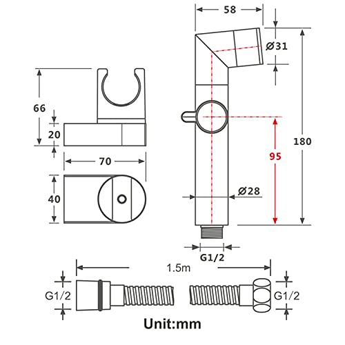 MINJING Bidet Sprayer for Toilet, Stainless Steel Handheld Bidet Toilet Sprayer Set with Hose, Easy Install, Perfect for Personal Hygiene,Black