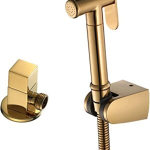 MINJING Bidet Sprayer for Toilet, Handheld Cloth Diaper Sprayer, Bathroom Jet Sprayer Kit Spray Attachment with Hose and Shower Angle Valve,Titanium Gold