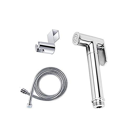 MINJING Toilet Hand held Bidet Sprayer kit Brass Chrome Plated Bathroom Bidet Faucet Spray Shower Head with Hose & T-Adapter & Holder B