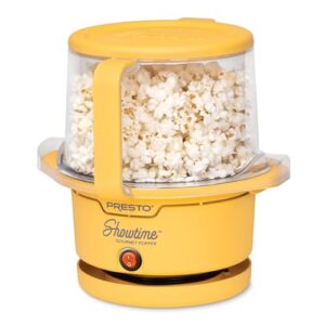 presto 05206 showtime gourmet oil popcorn popper - 9-cups, built-in serving bowl, compact design, ceramic nonstick, pfas free, yellow