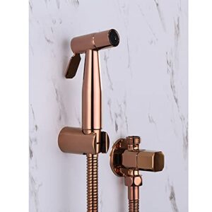 minjing handheld bidet sprayer rose gold, stainless steel bidet sprayer for toilet, high pressure body cloth diaper sprayer, bidet hose for personal hygiene,b