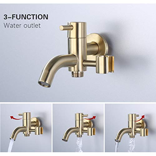 MINJING Hand Held Bidet Sprayer Brushed Gold, Bidet Faucet Toilet Shattaf Douche Kit, Solid Brass Single Cold Water Cloth Diaper Sprayer for Toilet