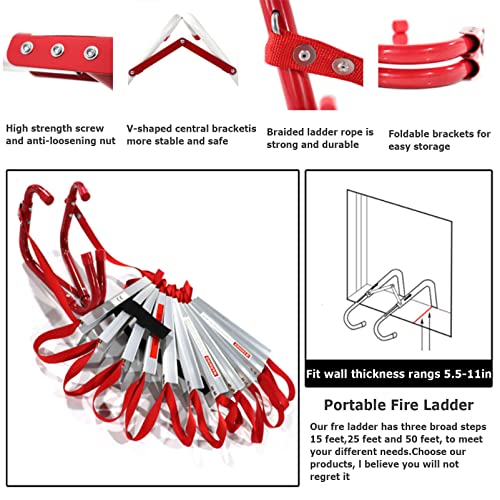 FGQCBBYC Emergency Fire Escape Ladder 2-6 Storey, Aluminum Alloy Flame Resistant Portable Safety Ladders, Easy to Store Fire Ladder for Indoor Outdoor,Tree House, Playground,13FT/4M