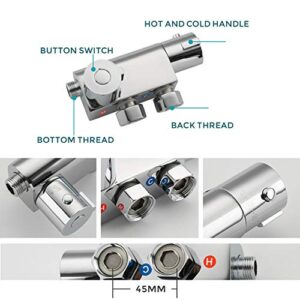 MINJING Bidets Faucet, Wall Mount Thermostatic Bidet Faucet, Brass Bidet Toilet Faucet, Hot and Cold Water Hygienic Shower, Warm Water Faucet Sprayer Kit, Chrome