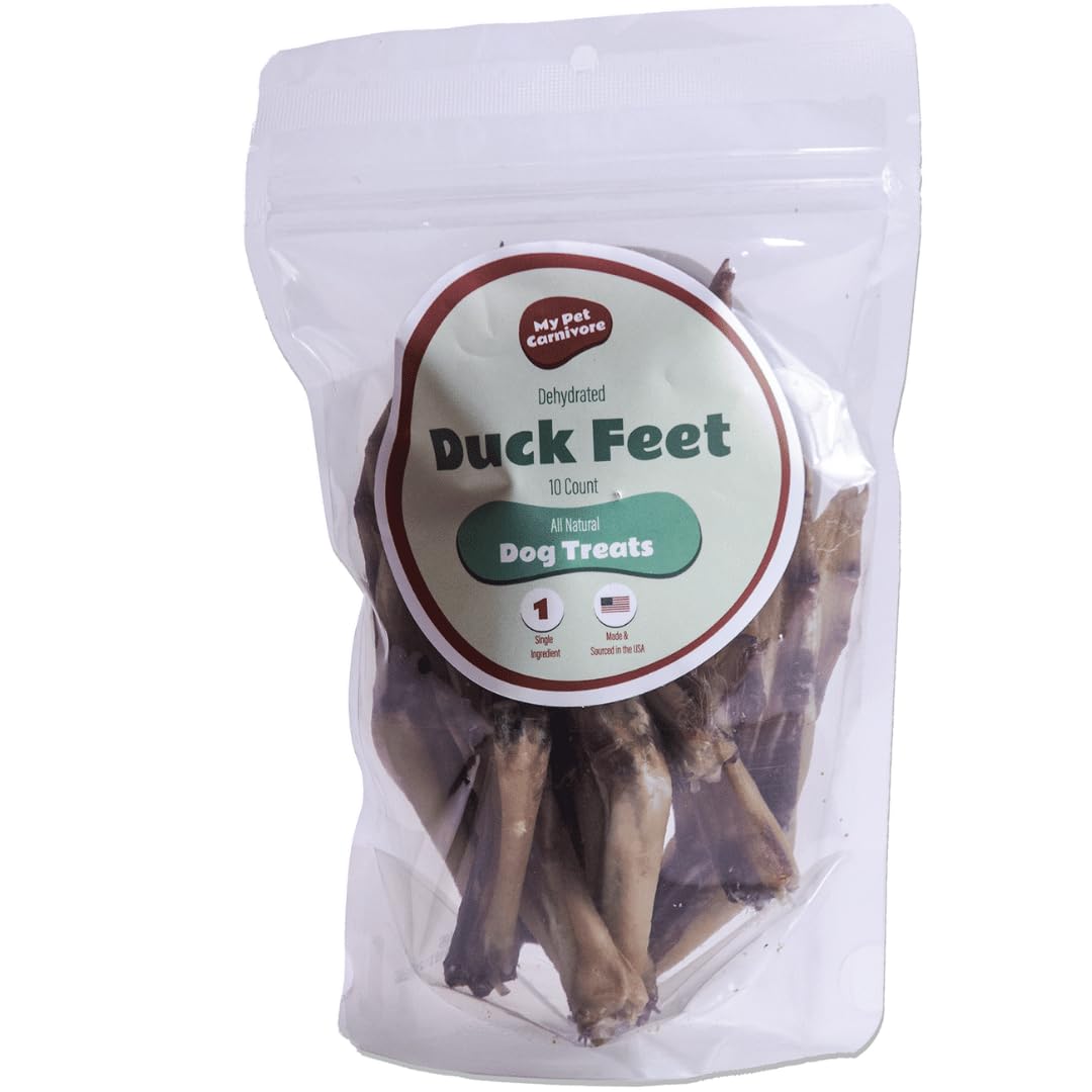 My Pet Carnivore Duck Feet for Dogs All Natural Dog Chew Single Ingredient Dehydrated Duck Feet Without Nails Strengthens Muscles, Immunity, and Digestion (10 PCs)