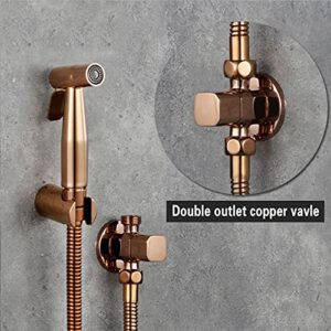 MINJING Handheld Bidet Sprayer Rose Gold, Stainless Steel Bidet Sprayer for Toilet, High Pressure Body Cloth Diaper Sprayer, Bidet Hose for Personal Hygiene,B