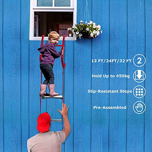 FGQCBBYC Emergency Safety Ladders, Portable Window Escape Ladder Fire 2-6 Story Homes, Antislip-rungs Rescue Ladder for Indoor or Outdoor Tree House, Playground,4M/13FT