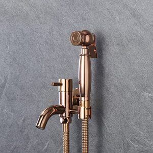 minjing bidet sprayer rose gold, solid brass handheld bidet sprayer for toilet, body cloth diaper sprayer muslim shower for personal hygiene