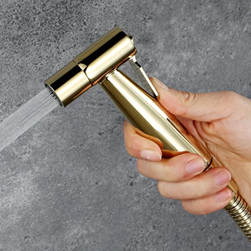 MINJING Hand Held Toilet Bidet Sprayer, Brushed Gold Stainless Steel Bidet Shower Douche Kit, Bidet Faucet Wall Mounted, Portable Toilet Sprayer for Bathtoom