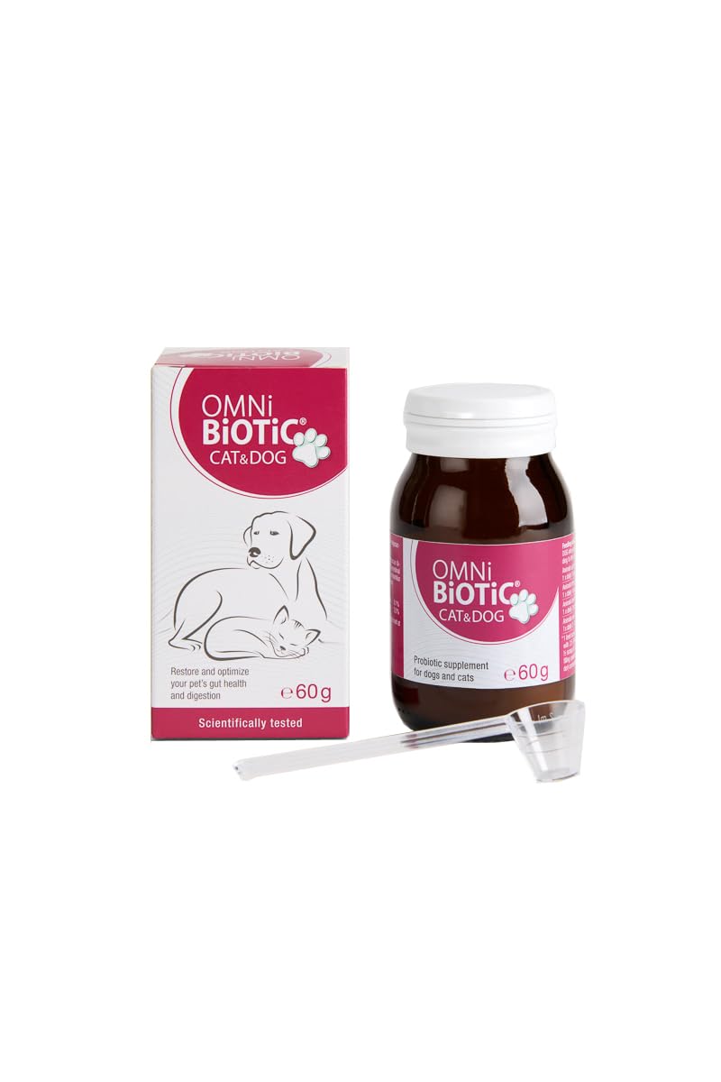 Omni-Biotic Cat and Dog Probiotics - Probiotic Powder for Cat and Dog Gut Health and Microbiome Balance with Lactobacillus Acidophilus - Premium Pet Probiotics for Dogs and Cats