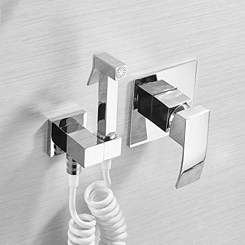 MINJING Toilet Bidet Angle Copper Single Cold Bathroom Toilet Shower Spray Gun Nozzle Bidet Faucet Bathroom Hardware,Chrome