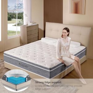 Acochey12 Inch King Mattress Memory Foam and Spring Hybrid King Size Mattresses,Medium Firm Feel Grey Mattress in a Box, Quality Comfort and Adaptive Support Breathable Cooling King Mattresses.