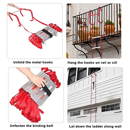 FGQCBBYC Escape Rope Ladder for Home Climbing Fire Escape Windows and Balcony, Reusable Emergency Fire Escape Ladders Weight Capacity Up to 450KG, Kids and Adults Metal Ladder,7.5M/24FT