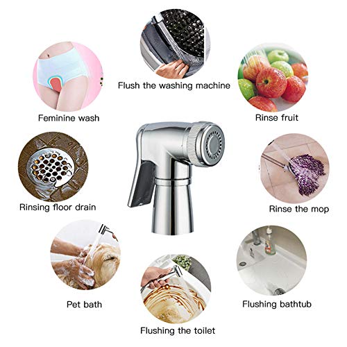 MINJING Bidets Faucet, Wall Mount Thermostatic Bidet Faucet, Brass Bidet Toilet Faucet, Hot and Cold Water Hygienic Shower, Warm Water Faucet Sprayer Kit, Chrome