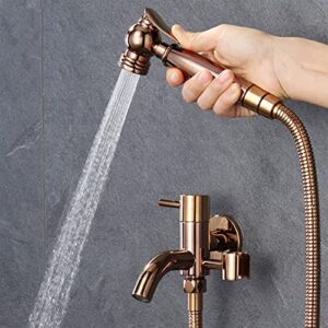 MINJING Bidet Sprayer Rose Gold, Solid Brass Handheld Bidet Sprayer for Toilet, Body Cloth Diaper Sprayer Muslim Shower for Personal Hygiene