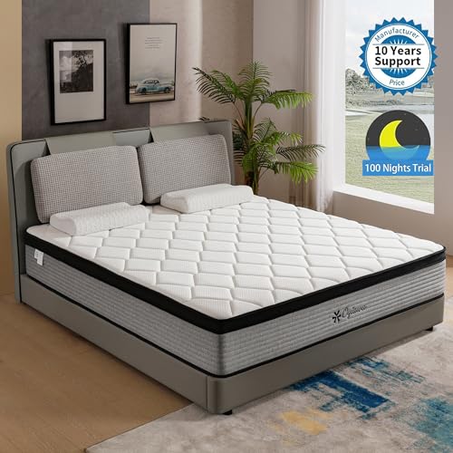 OGlAWA Twin Mattress in a Box,10 Inch Twin Mattresses,Gel Memory Foam Medium Firm Grey Hyrid Mattress,Quality Comfort and Adaptive Support Breathable Cooling Twin Mattress,CertiPUR-US.