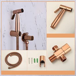 MINJING Handheld Bidet Sprayer Rose Gold, Stainless Steel Bidet Sprayer for Toilet, High Pressure Body Cloth Diaper Sprayer, Bidet Hose for Personal Hygiene,B