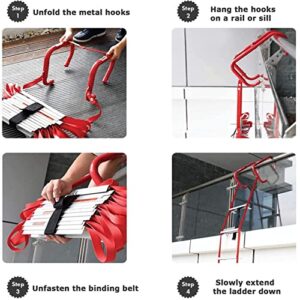 FGQCBBYC Emergency Fire Escape Ladder 2-6 Storey, Aluminum Alloy Flame Resistant Portable Safety Ladders, Easy to Store Fire Ladder for Indoor Outdoor,Tree House, Playground,13FT/4M