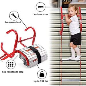 FGQCBBYC Emergency Fire Escape Ladder 2-6 Storey, Aluminum Alloy Flame Resistant Portable Safety Ladders, Easy to Store Fire Ladder for Indoor Outdoor,Tree House, Playground,13FT/4M