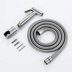 MINJING Toilet Bidet Faucet Set 304 Stainless Steel Brushed Bidet Sprayer with 1.5m Shower Hose