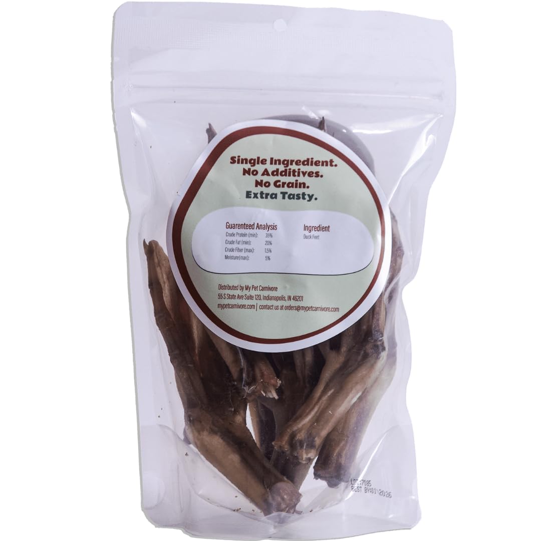 My Pet Carnivore Duck Feet for Dogs All Natural Dog Chew Single Ingredient Dehydrated Duck Feet Without Nails Strengthens Muscles, Immunity, and Digestion (10 PCs)