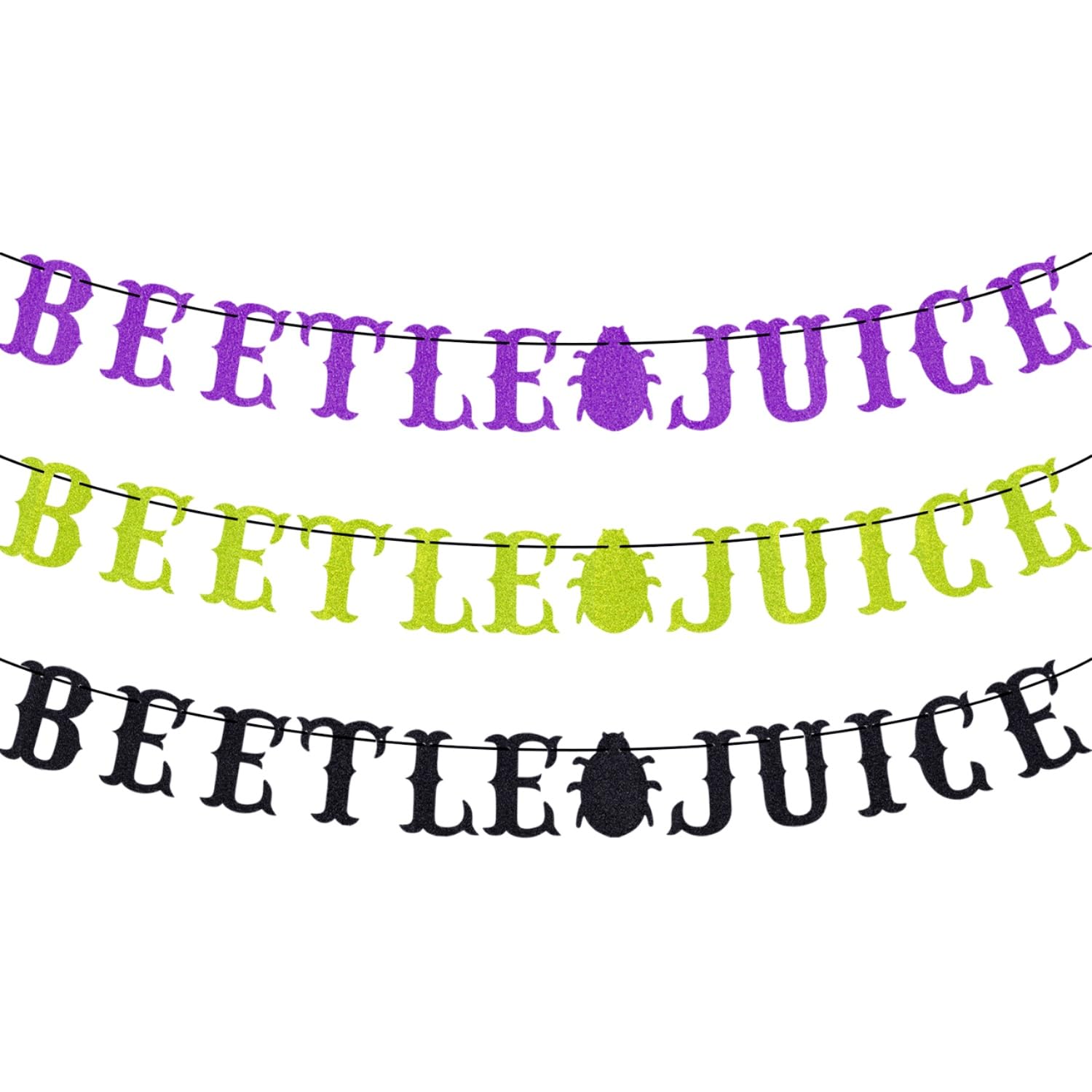 Beetle Birthday Party Banner Decorations, Halloween Christmas Glitter Beetle Themed Party Banner Supplies, Xmas Birthday Baby Shower New Year Holiday Party Banners Decor