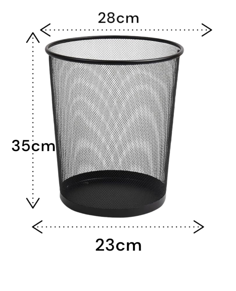 2-Pack Steel Mesh Round Trashcan Wastebasket for Trash in The Home, Office, or Garage, 6 Gallon, L x 28cm W x 23cm H x 35cm