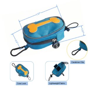 Sturdy Cute Dog Poop Bag Holder,Elastic Cord Dispenser Pouch and Zipper,Carabiner,Lightweight Waterproof Fabric,Doggie Dog Poop Bags Rolls for Leash,Convenient Water Clean,Dog Poop Bags Excluded