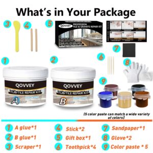 Tile & Fiberglass Quartz Countertop Repair Kit (Color Match), Granite & Tub Repair Kit, 4 oz Porcelain Sink Mable Chip Repair Kit for Cracks Chips Dents Holes Almond Biscuit Bone (Multicolored)