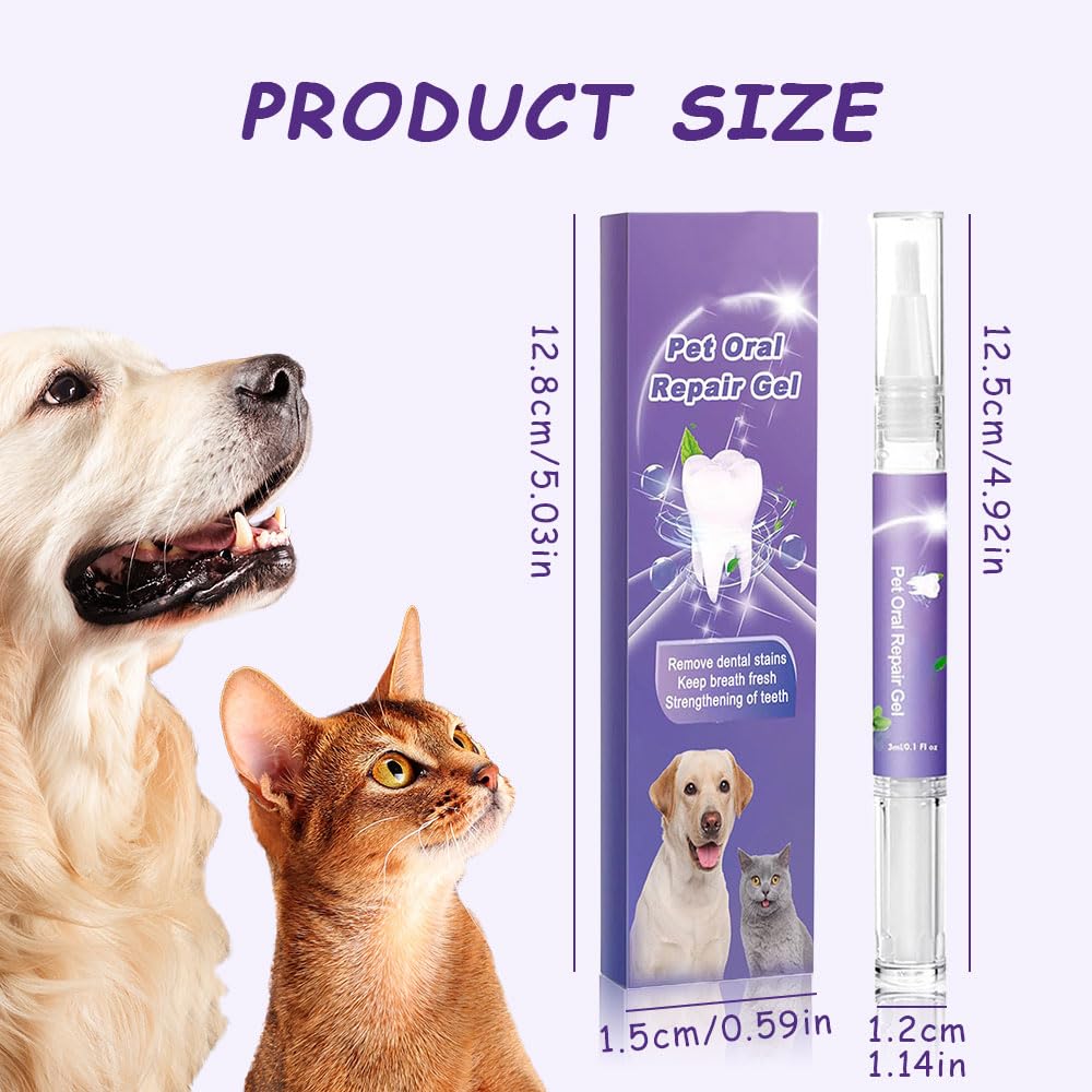 Pet Oral Repair Gel for Dogs, 2024 New Dog Cat Teeth Cleaning Gel for Pet Breath Fresh, Pet Toothbrush Pen for Dental Care (2 PCS)